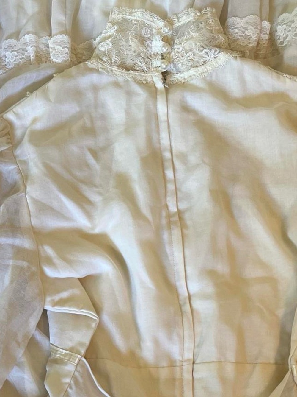GUNNE SAX • 1970s ETHEREAL TRUE VINTAGE COTTON LACE PRAIRIE SUMMER WEDDING GOWN - Picture 11 of 11